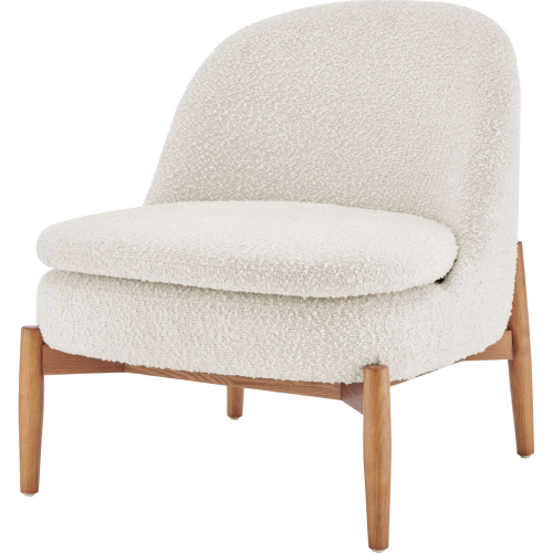 Adriana Accent Chair in Beige Fabric & Walnut Finish